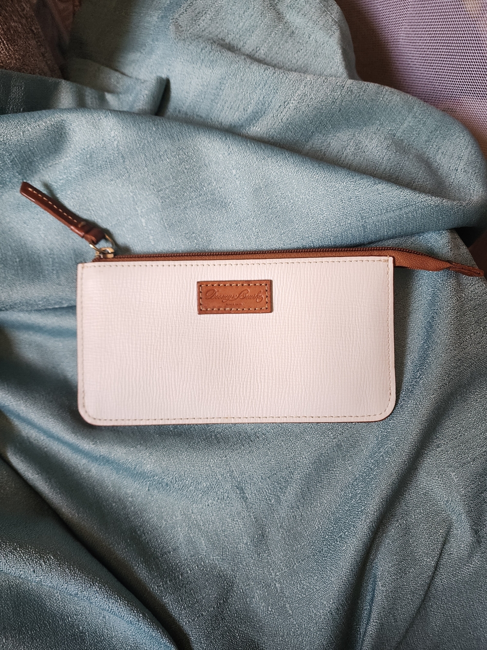 Dooney & Bourke Light White Wallet with Brown Trim